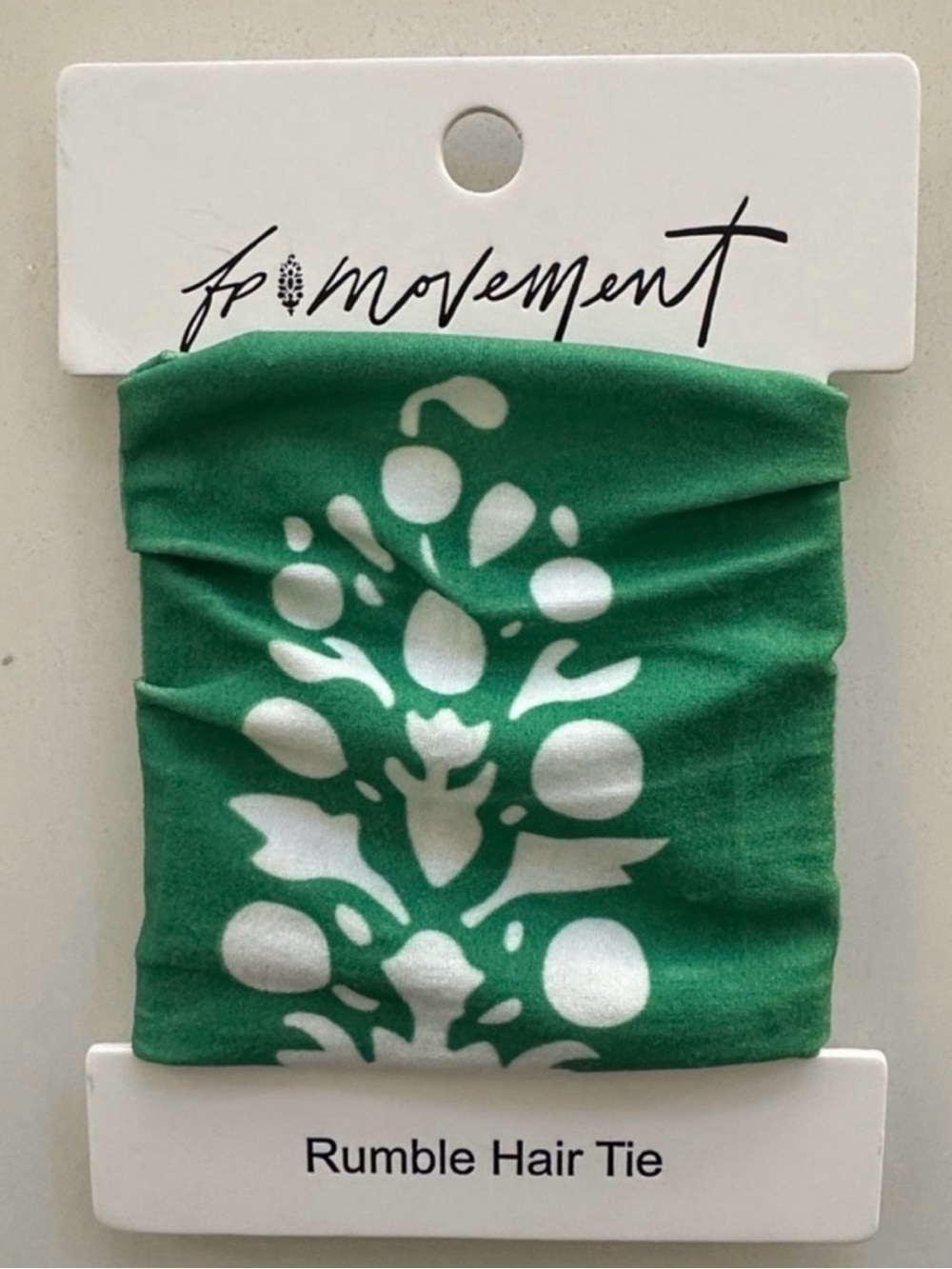 FP Movement by Free People Rumble Hair Tie Big BUTI Logo in Green White OS NWT